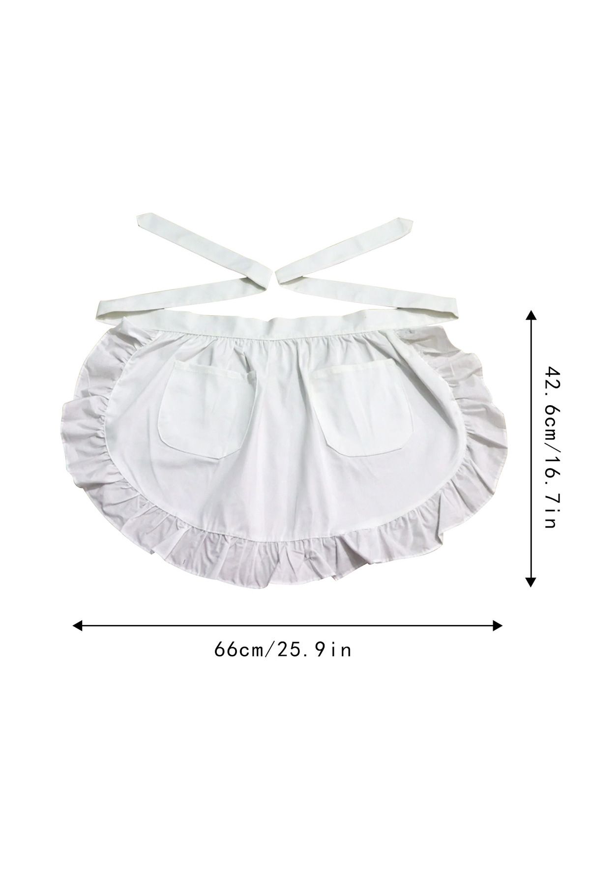 Choice-66x42cm White Maid Apron Home Half-length Princess Apron European Style Pure White Half-length Ruffl 1