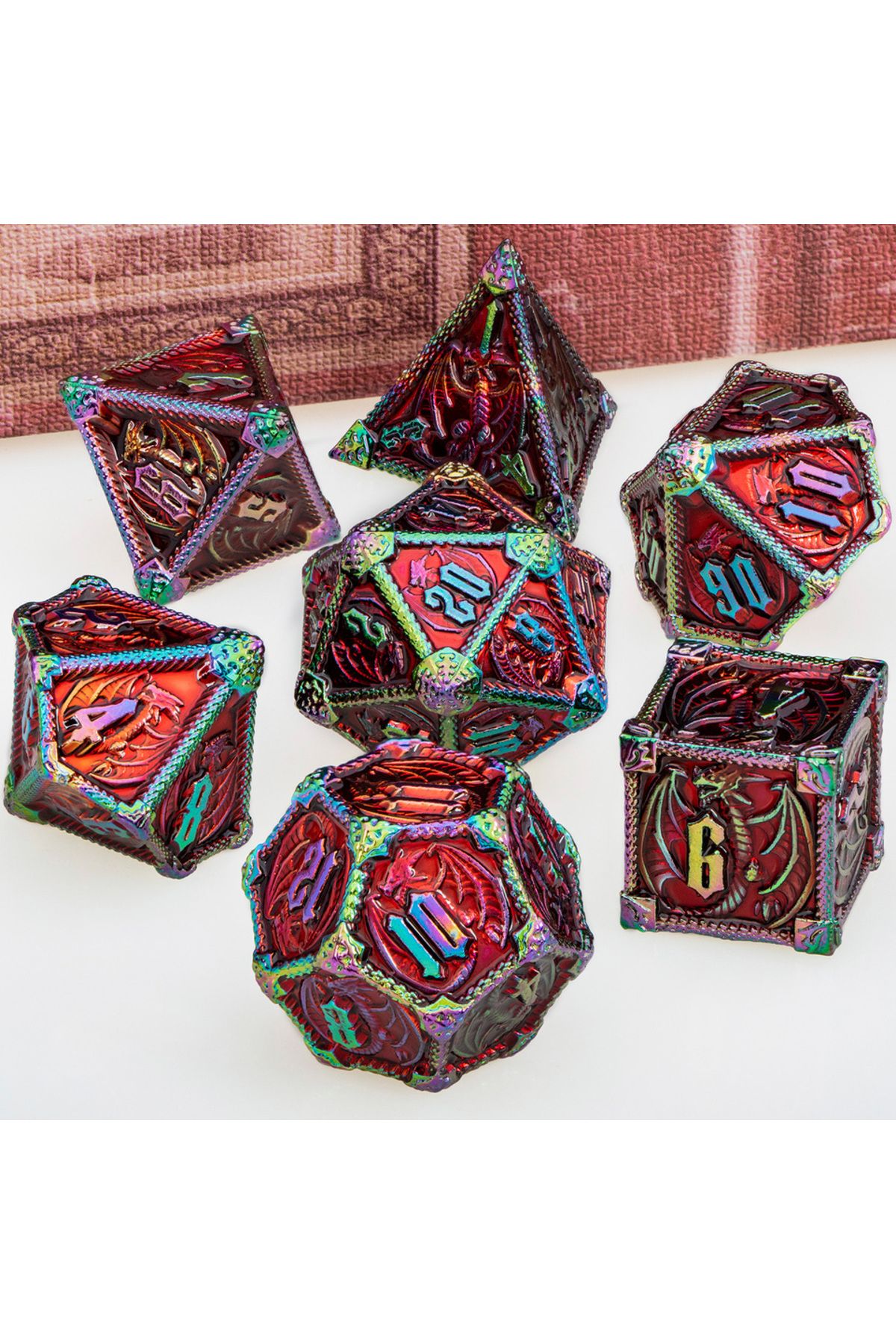 Choice-Colorful Red Metal Dnd Dice Dragon Dice Set Dungeon And Dragon D&d Polyhedral Dice Rpg D And D Role 1