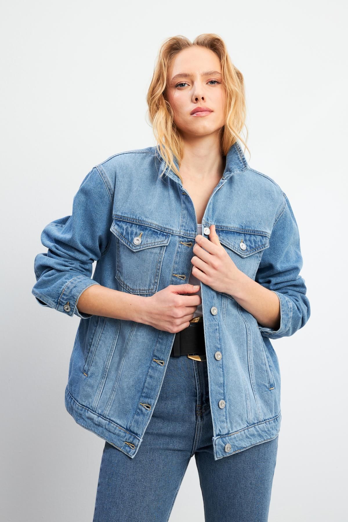 VENA Maya Vintage Med  Blue Jean Ceket - VINTAGE MED BLUE