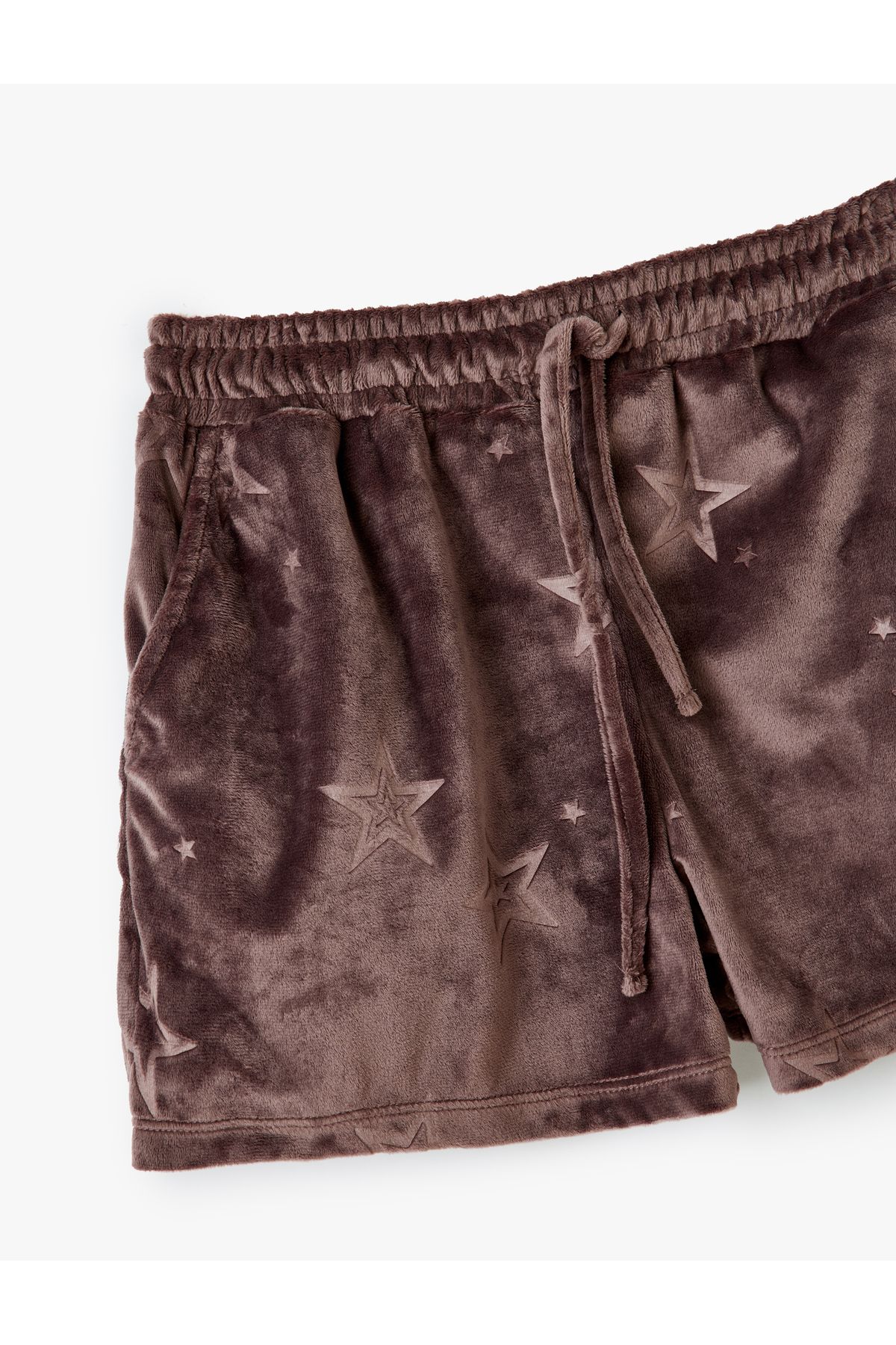 Koton-Star Pattern Velvet Pajama Bottom - with Pockets and Waist Tie 3