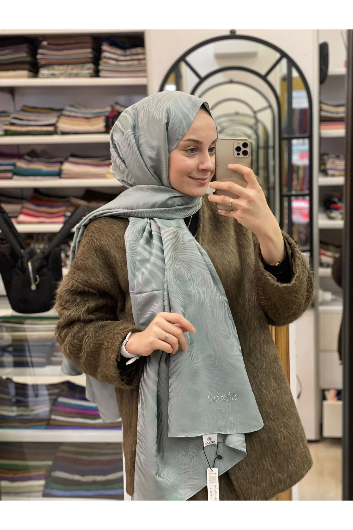 Siyane Çağla Siyane Scarf Jakar Zebra Desen Şal