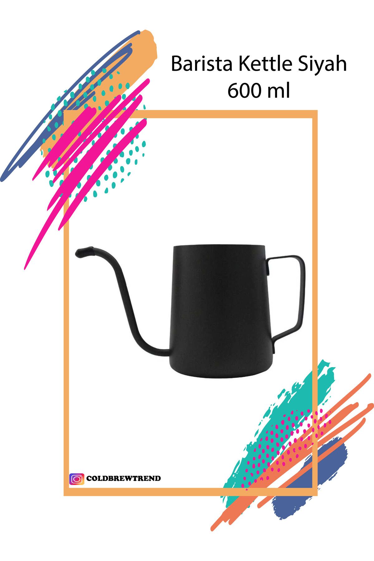 COLD BREW TREND by ugur cadirci Barista Kettle Siyah Mat 600 ml KAMPANYALI