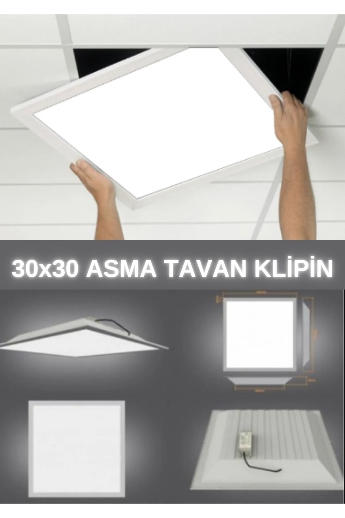 Voxify 30x30 Sıva Altı Asma Tavan Led Klipin Panel, Armatür, Beyaz Işık Panel Clip-in, Klipin