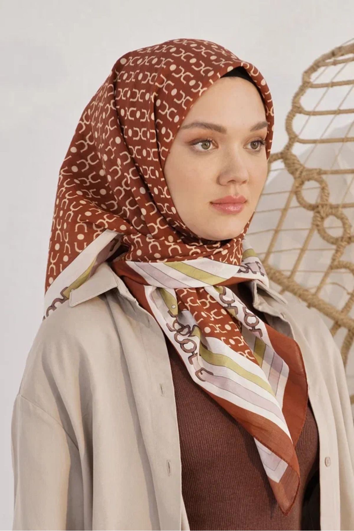 Loryan Kahve Loryan Scarf Diamond Royal Black Eşarp