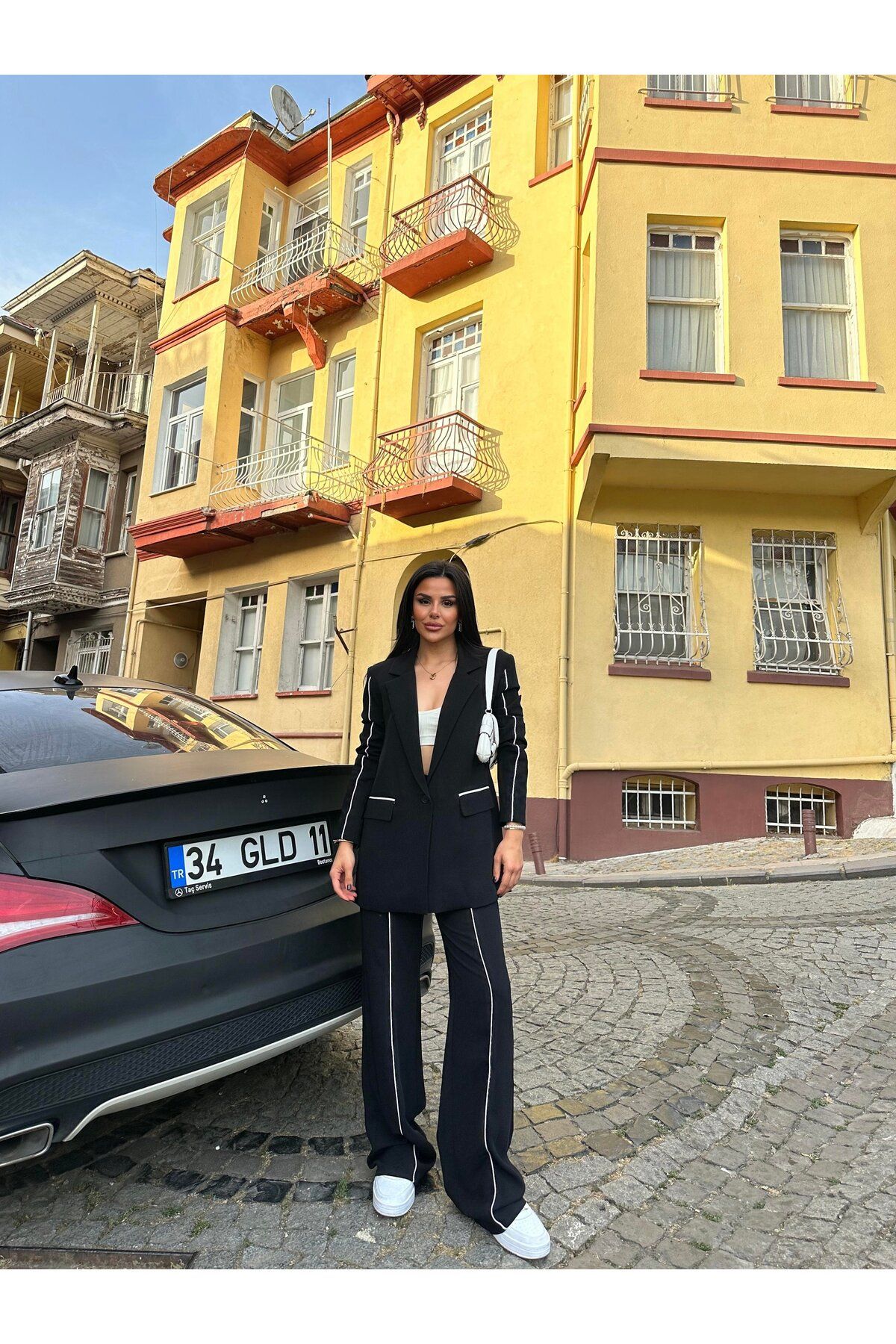 Bella Breeze Kadın Çizgi Biyeli Blazer Ceket Pantolon Takım Elbise