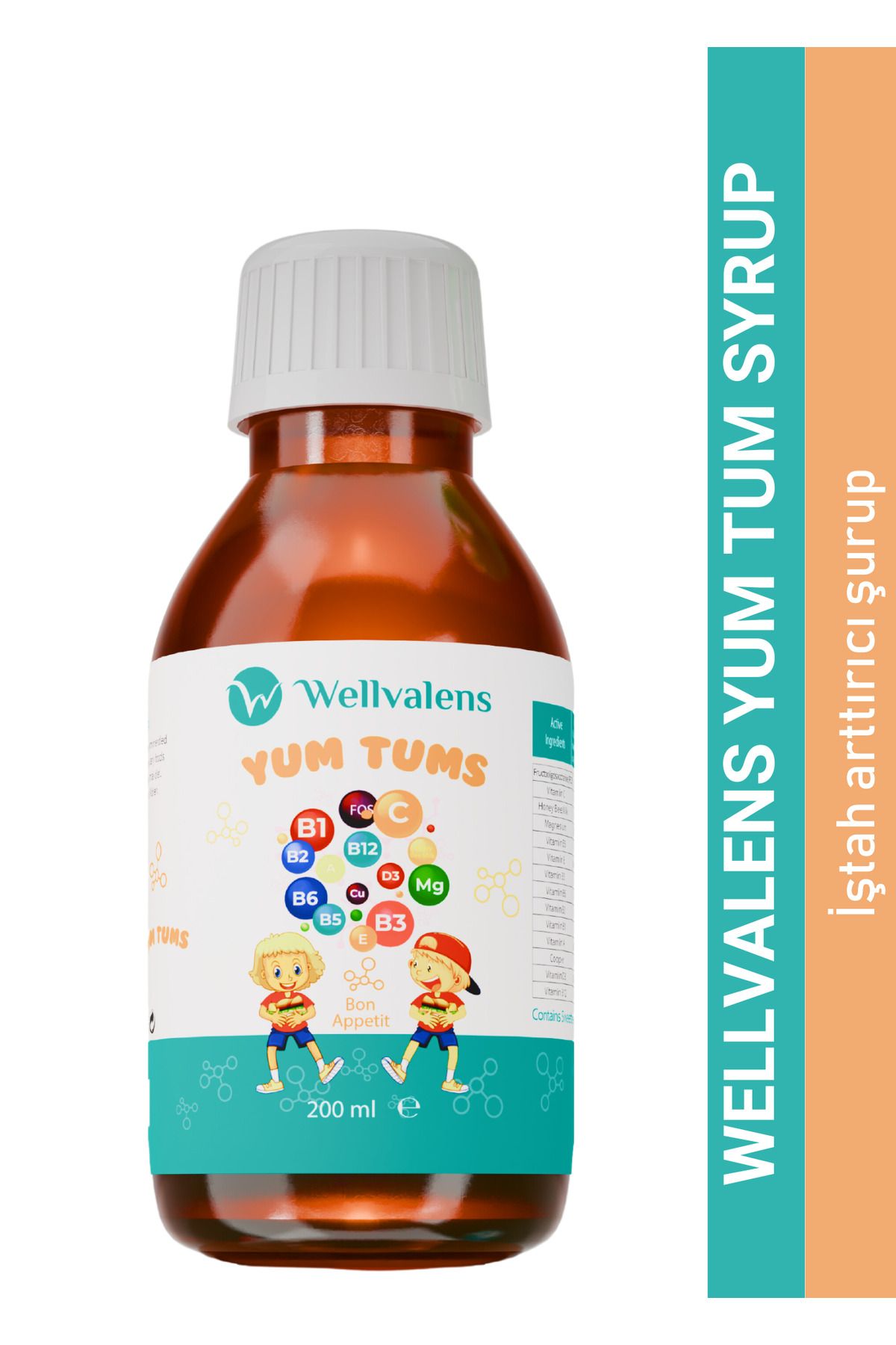 Wellvalens Yum Tums 200 ml Çocuklar İçin Prebiyotik Multivitamin Şurubu