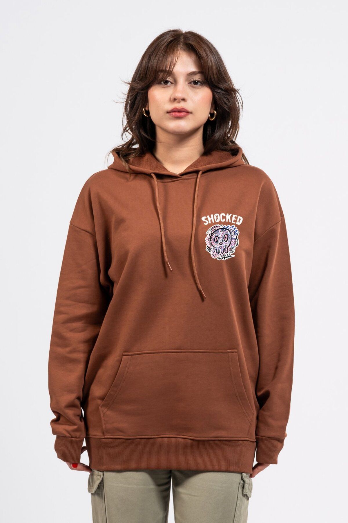 LUMARTA Oversize Göğüste Shocked Baskılı Hoodie