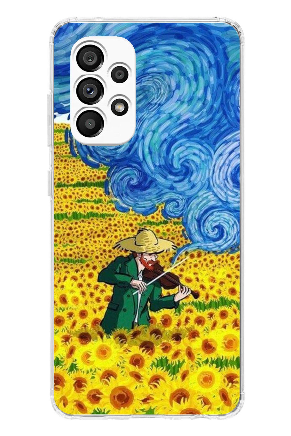 TechTree SAMSUNG Galaxy A23 Uyumlu Van Gogh Keman Şeffaf Silikon Kılıf