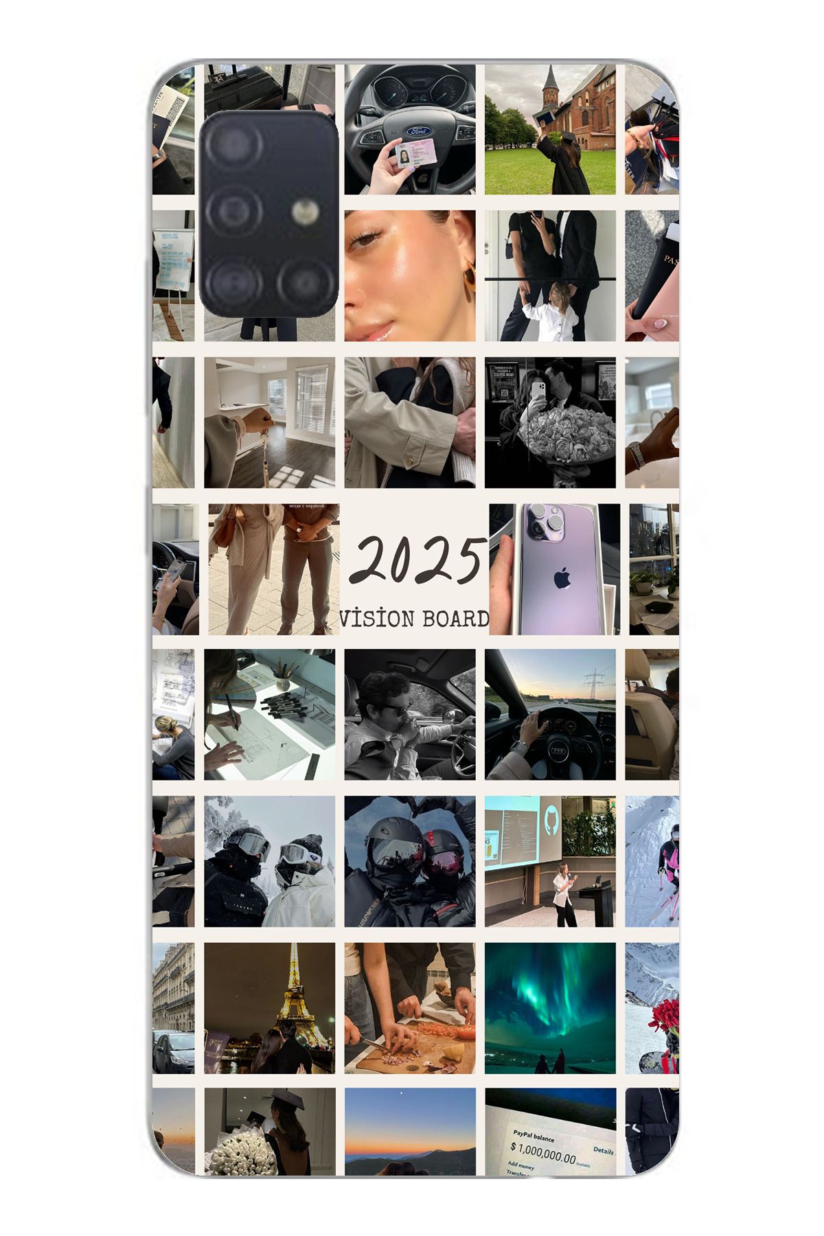 TechTree SAMSUNG Galaxy A51 Uyumlu 2025 Vision Board Hayal Panosu Tasarımlı Şeffaf Silikon Kılıf