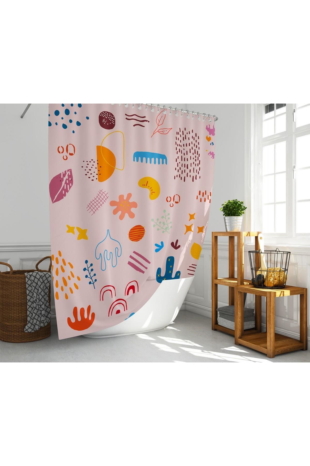 Zethome Banyo Perdesi 1x180x200 Tek Kanat Duş Perdesi Halka Hediyeli Duşakabin Perdesi Cuddly