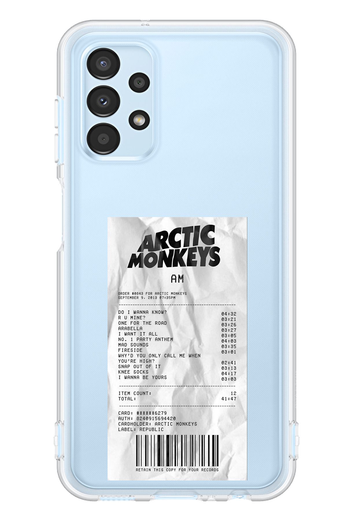 TechTree SAMSUNG Galaxy A13 Uyumlu Arctic Monkeys Tasarımlı Şeffaf Silikon Kılıf