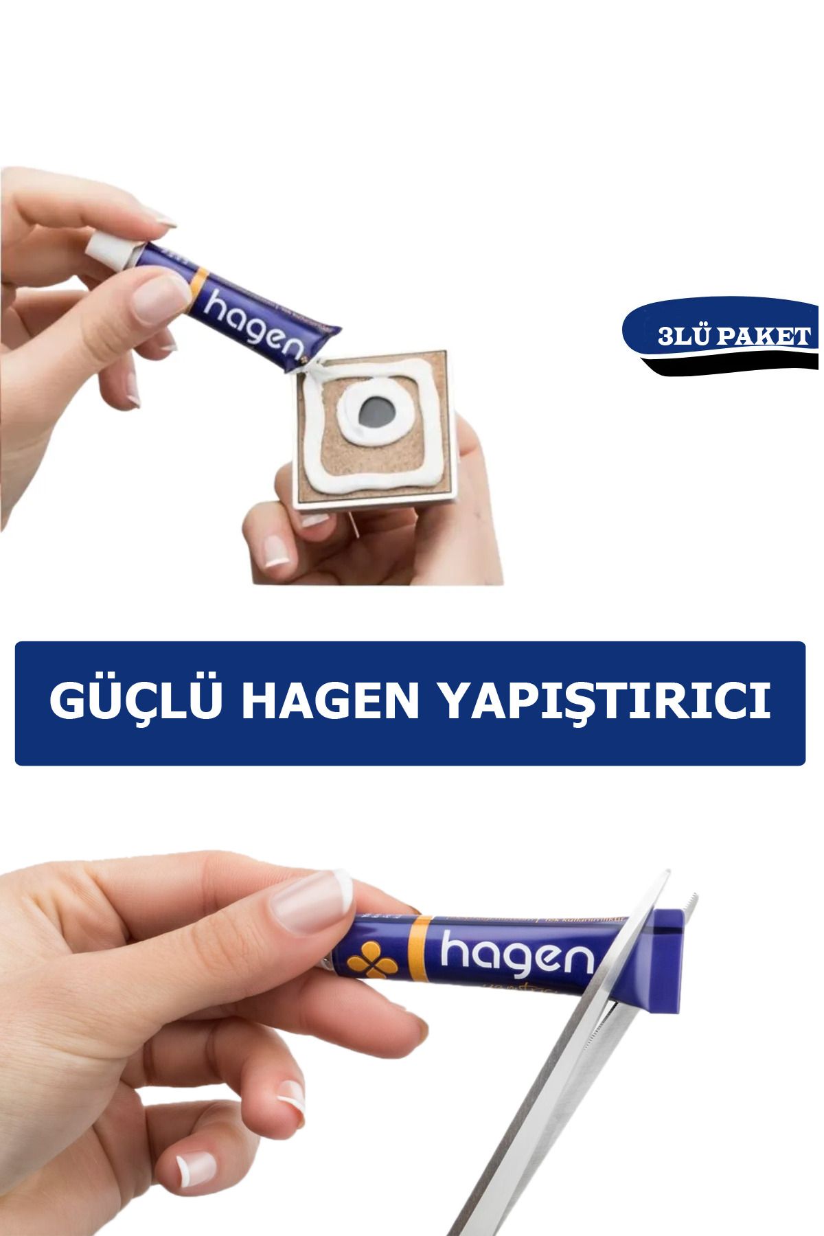 Hagen 3lü Paket Hagen Güçlü Yapıştırıcı Süper Güçlü Delmeye Son Vidasız Yapıştırma