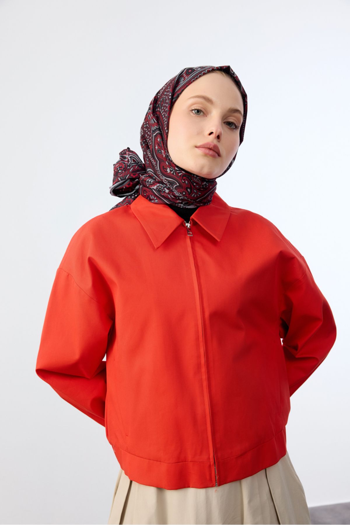 Modechic Collection Etnik Retro Desen Pamuklu Bordo Şal