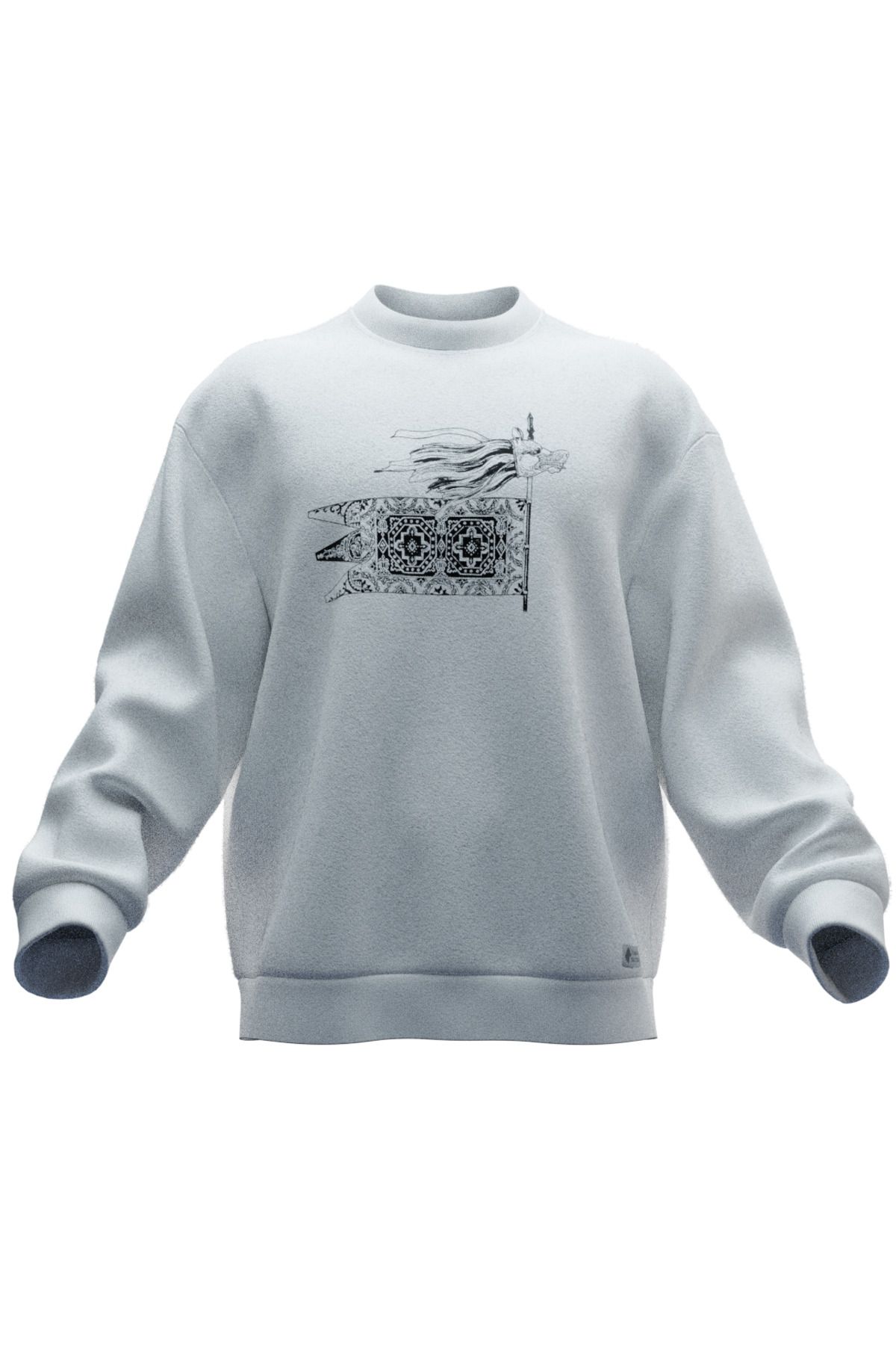 TURAN TACTICS Kurt Başlı Tuğ v2 Tasarımlı Rahat Kalıp Unisex Sweatshirt