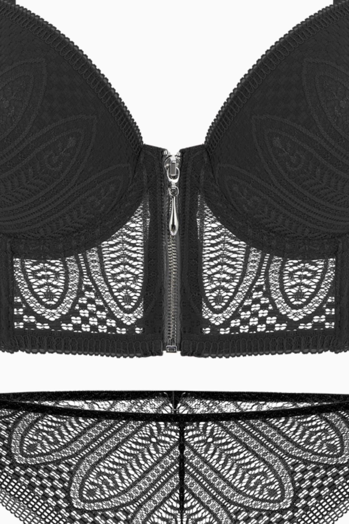 Wonna  Viola Dantelli Büstiyer Sütyen Külot Takım - Dolgusuz - Fashion - 2508 - Siyah - Görsel 3