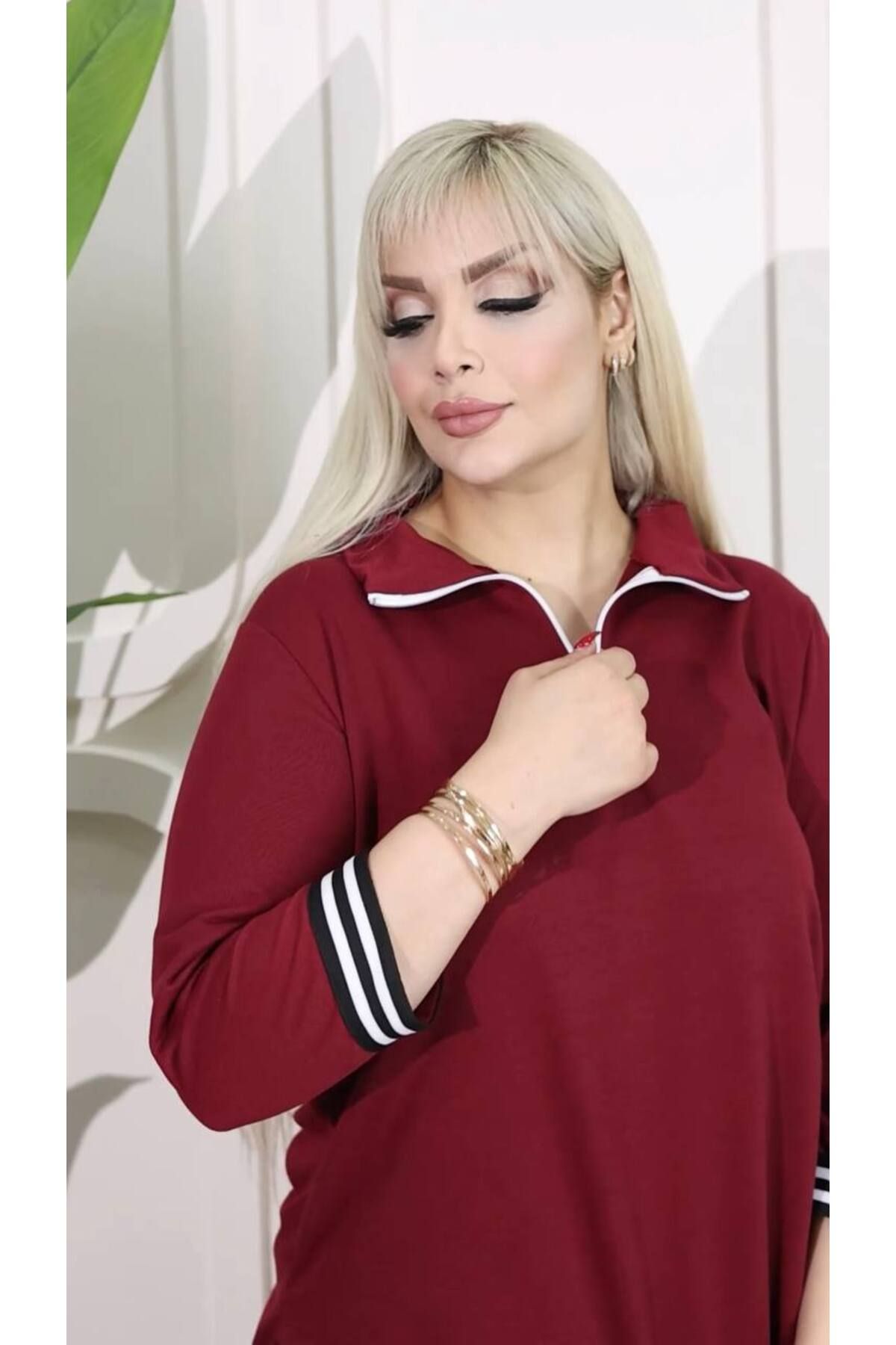 garajmood-Large Size Bottom-Top Set with Black Stripe and Zipper Detail 5