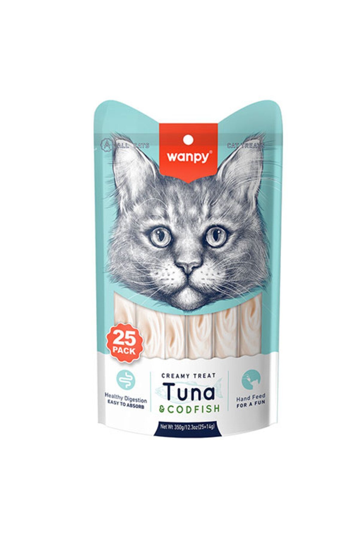 Bio PetActive Wanpy Ton Balıklı ve Morina Balıklı Yetişkin Kedi Kremalı Sıvı Ödül Maması 25X14 gr