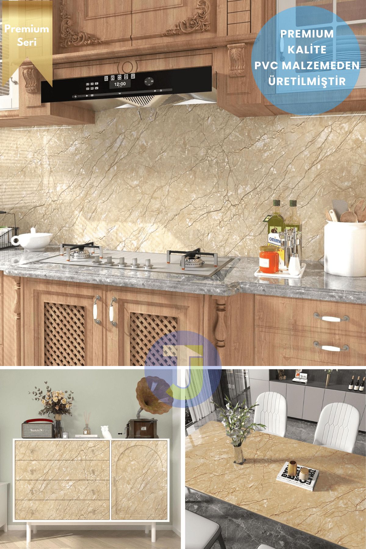 Technojet-Self-Adhesive Marble Pattern Foil Kitchen Bathroom Countertop Wall Covering 60Cmx300Cm 2