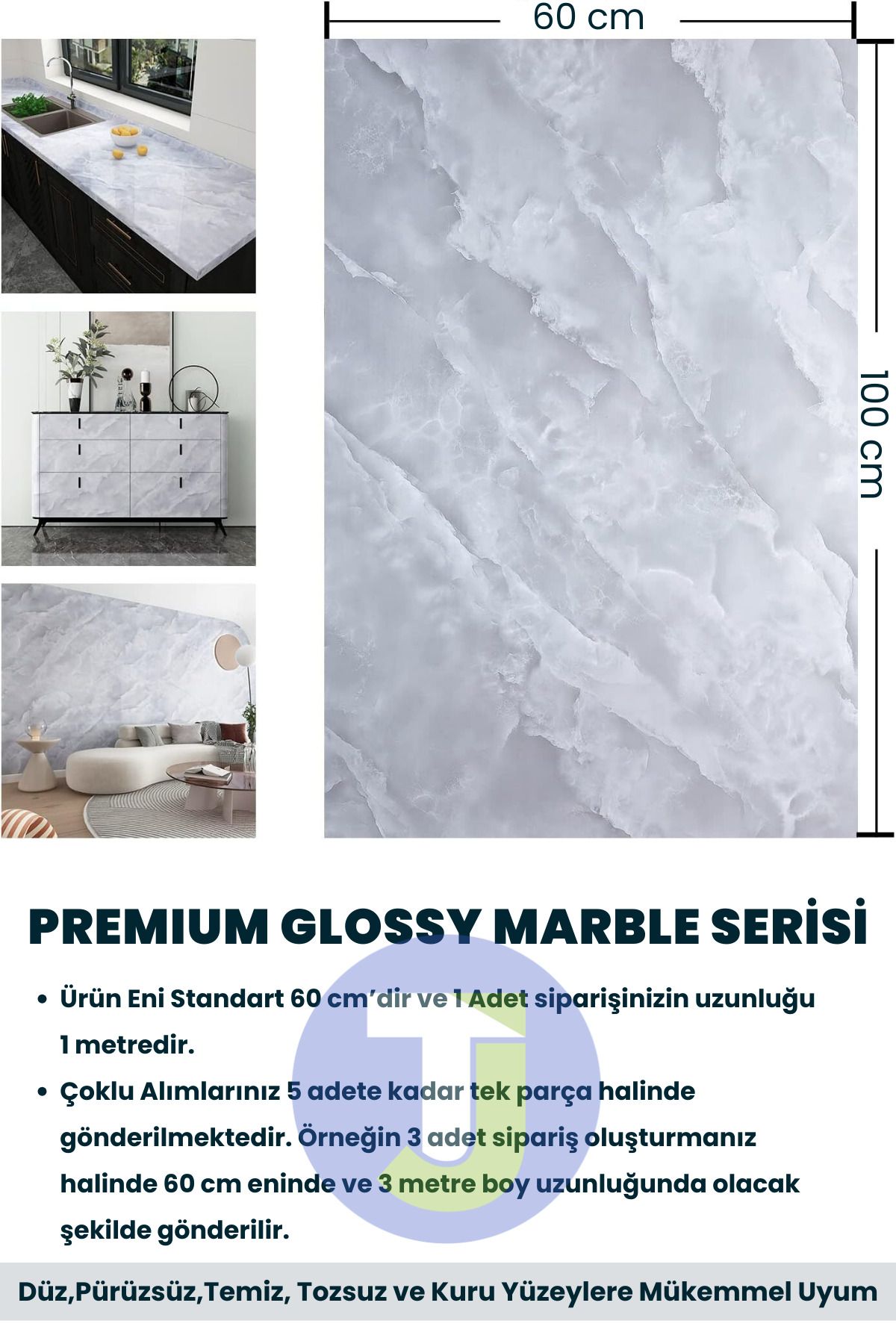 Technojet-Self-Adhesive Marble Pattern Foil Kitchen Bathroom Countertop Wall Covering 60Cmx100Cm 5