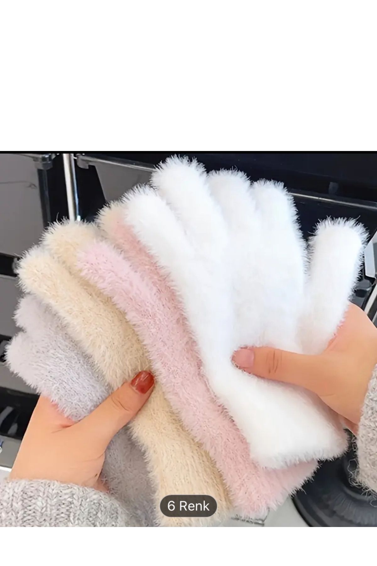 shop-Touch Compatible Fur Gloves(Grey) 2