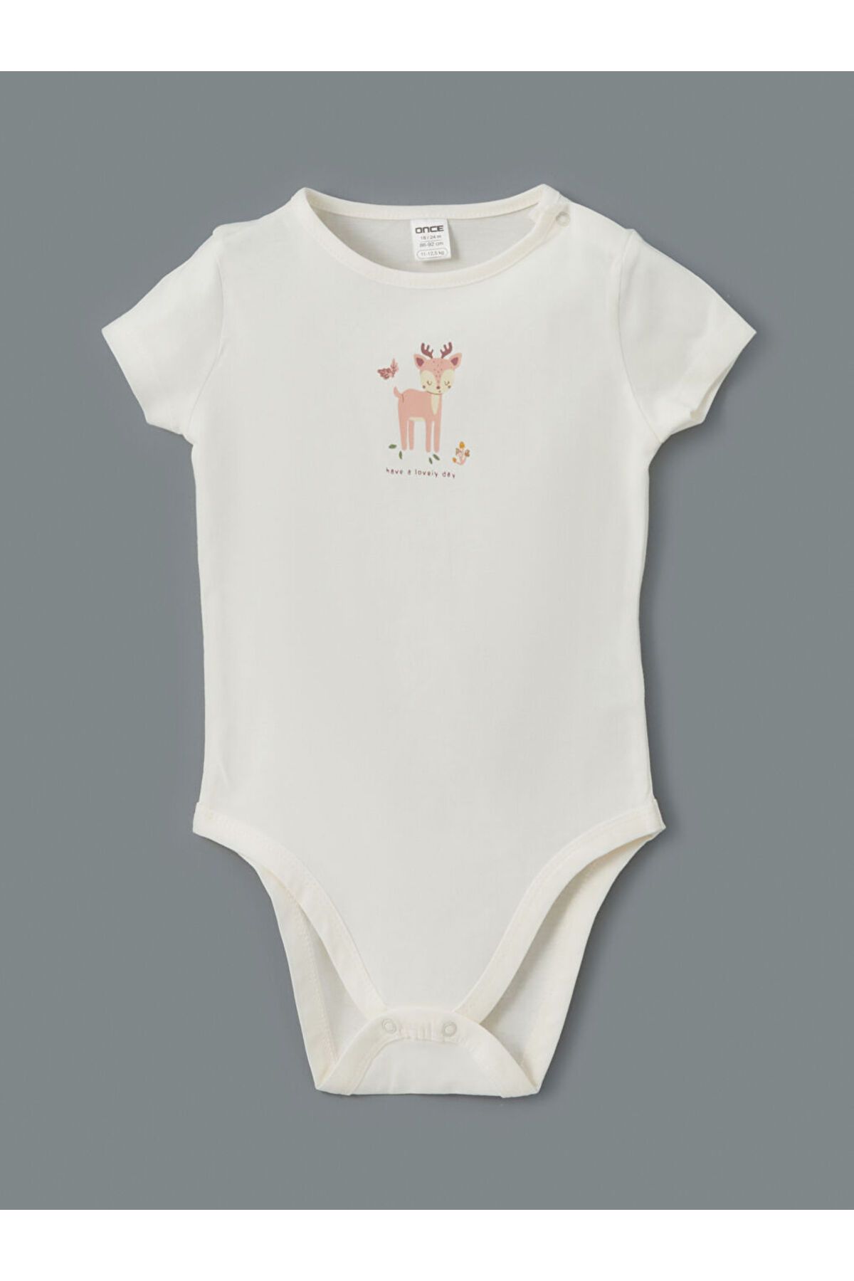 LC Waikiki Yeni Sezon Bisiklet Yaka Baskili Kiz Bebek Citcitli Body - S5L489Z1