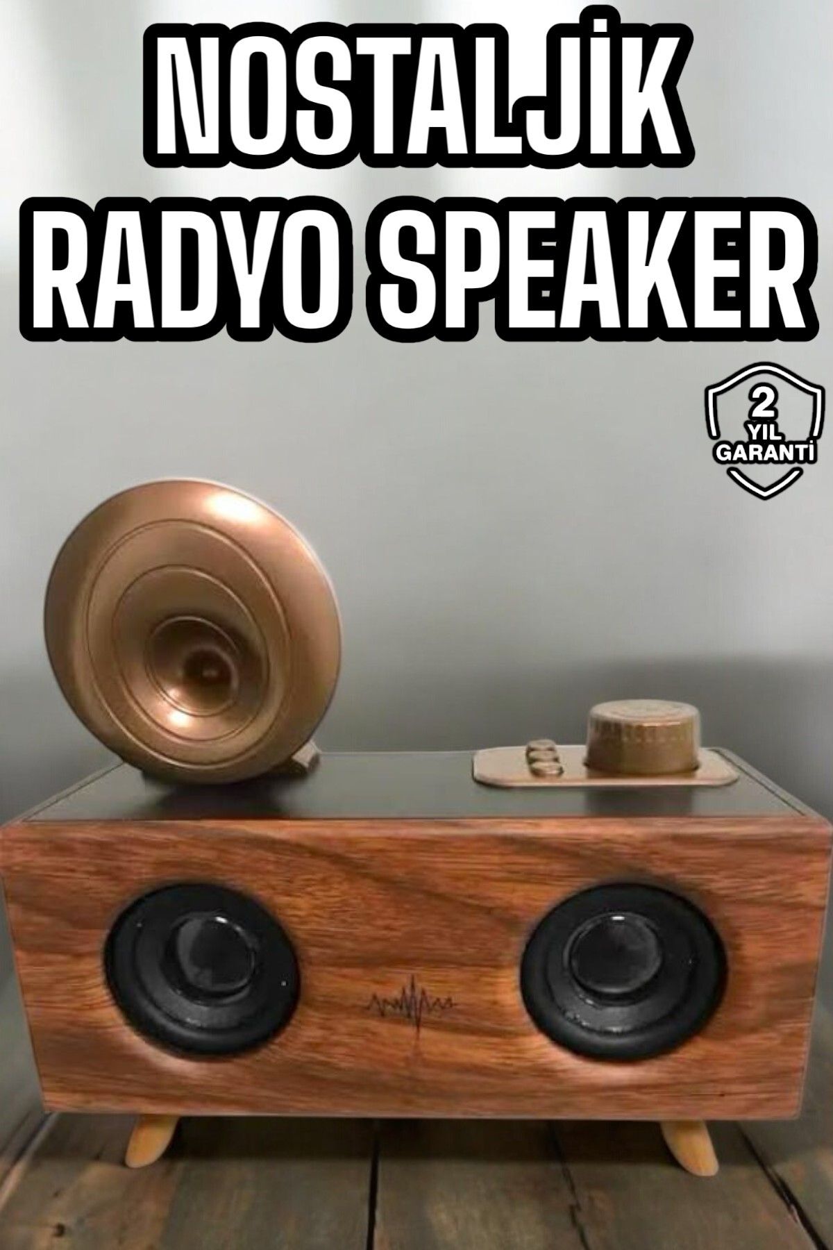teknodayım Bluetooth Hoparlör Ahşap Klasik Retro Gramofon Bluetooth Müzik Kutusu