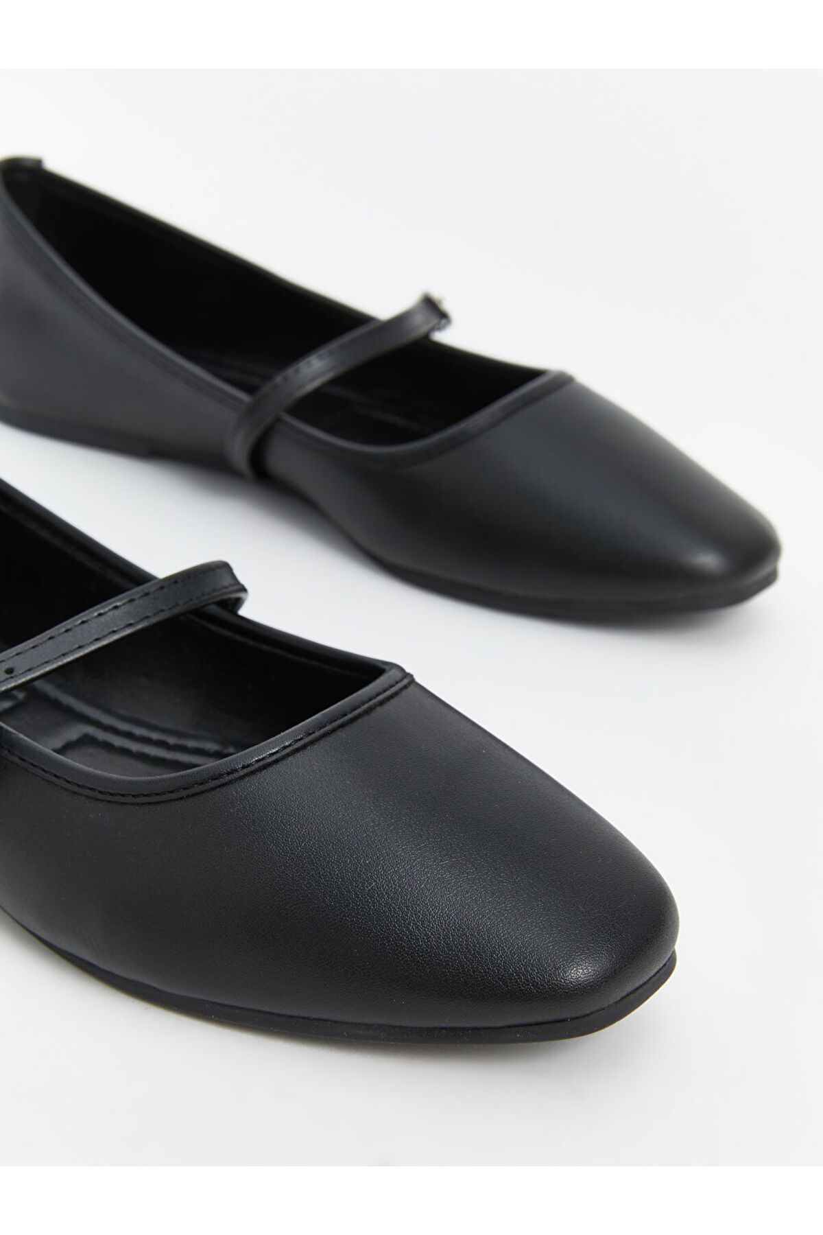 LC Waikiki-Lcw Steps Black Leather Look Women's Ballerina Shoes 3