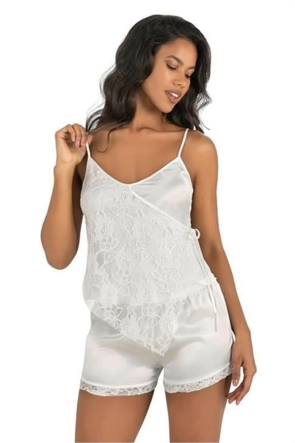 Nemere Ekru Saten Şort Takımı 9204