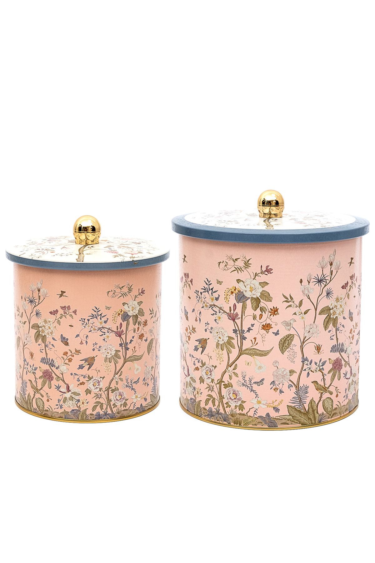 EVLE-Set of 2 Botanica Patterned Metal Storage Containers - 2.1 Liter/4.1 Liter Erb48U2 3