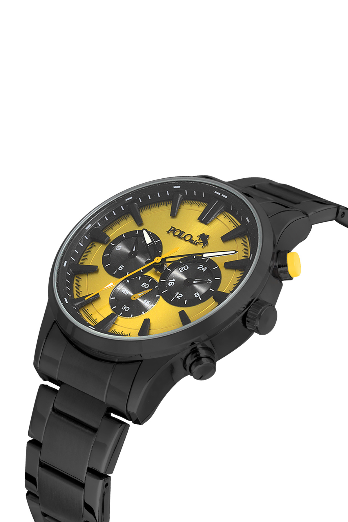 ساعت مردانه کلاسیک فلزی رنگ مشکی و زرد مدل PL-0976E4X