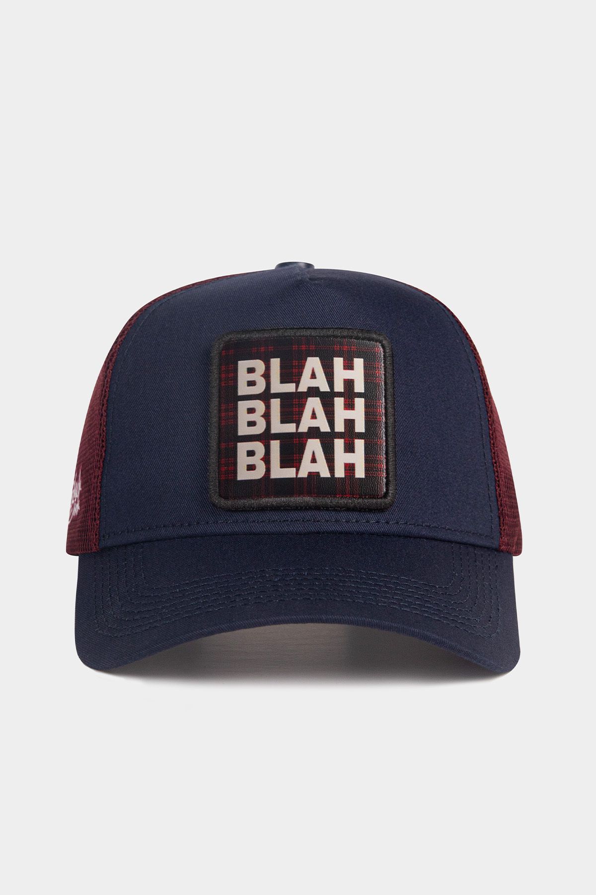 BlackBörk V1 Trucker Blah Blah Blah - 1ss Kod Logolu Unisex Lacivert-Bordo Şapka (Cap)