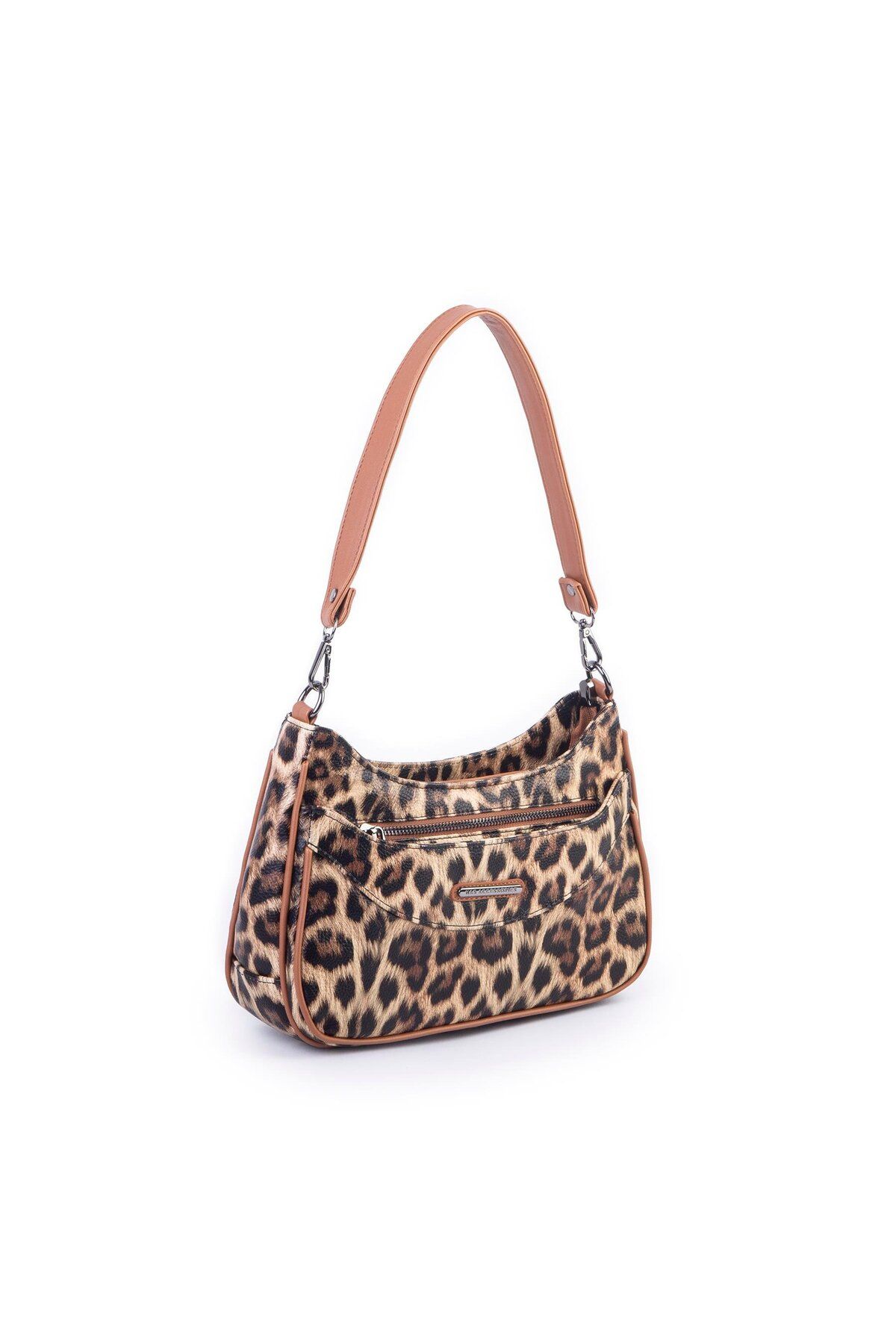 Nas Bag Kadın Omuz ve Çapraz Baget Çanta Taba Leopar ( 28x17  cm)