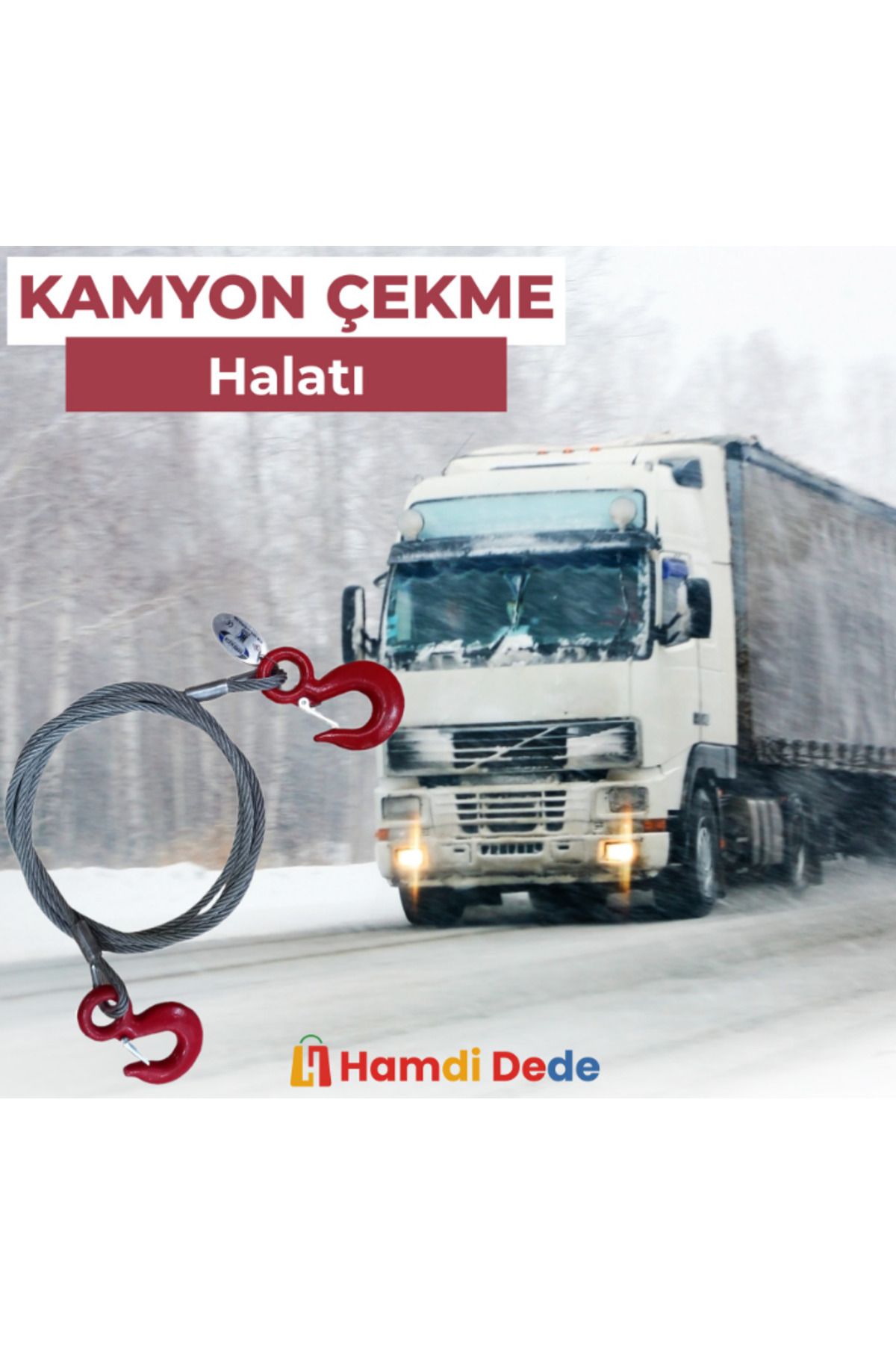 hk 3 Mt kamyon çekme halatı (12mm 6x19 HALAT)