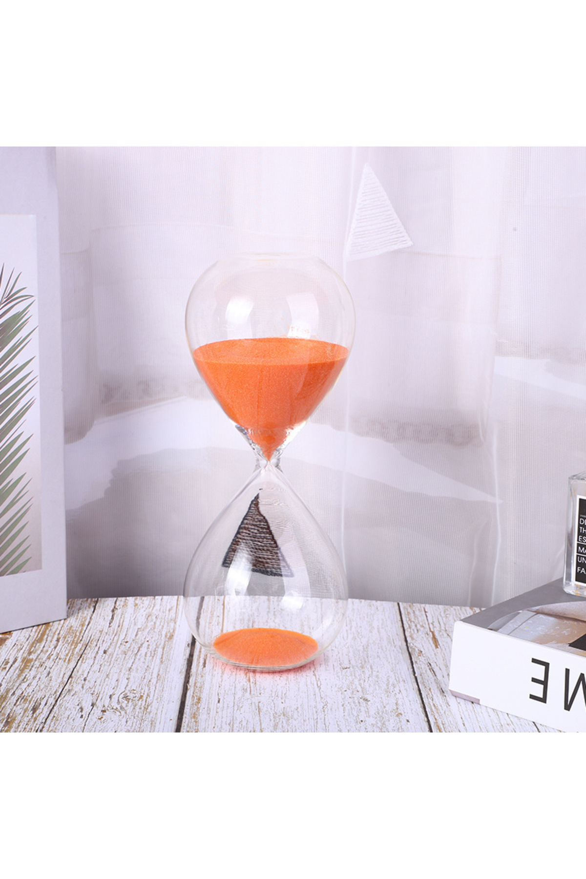 Livava Dekoratif Cam Kum Saati Büyük Boy 60 DK, Turuncu, 21x8