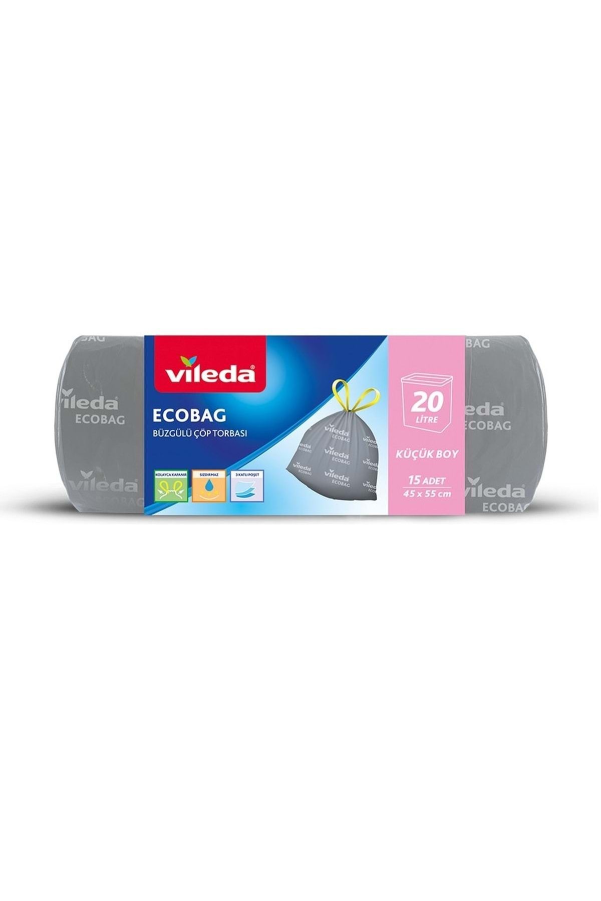 Vileda-Ecobag Drawstring Garbage Bag 45X55Cm Small Size Set of 240 (12Pk*20) 2