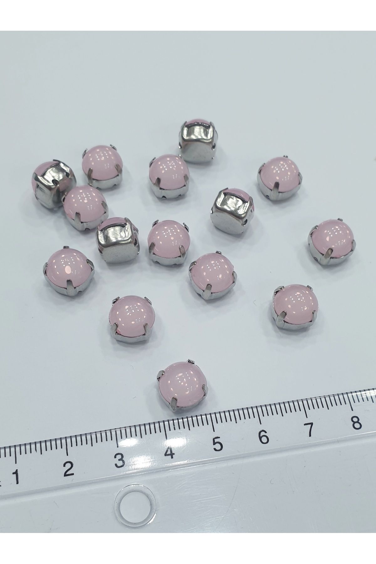 CRYSTALSHOP Kasalı Taş - Buzlu Pembe 10 Mm Yuvarlak ( 50 Adet )