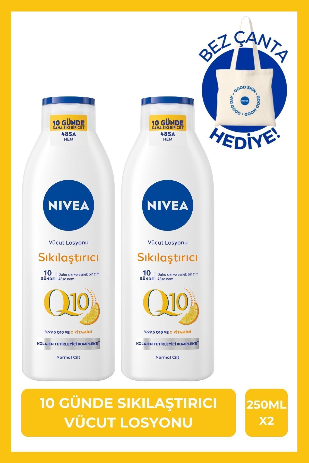 NIVEA C Vitamini İçeriği İle Yoğun ve Uuzn Süre Nemlendirici Etkili,Ciltleri Sıkılaştırıcı Vücut Losyonu