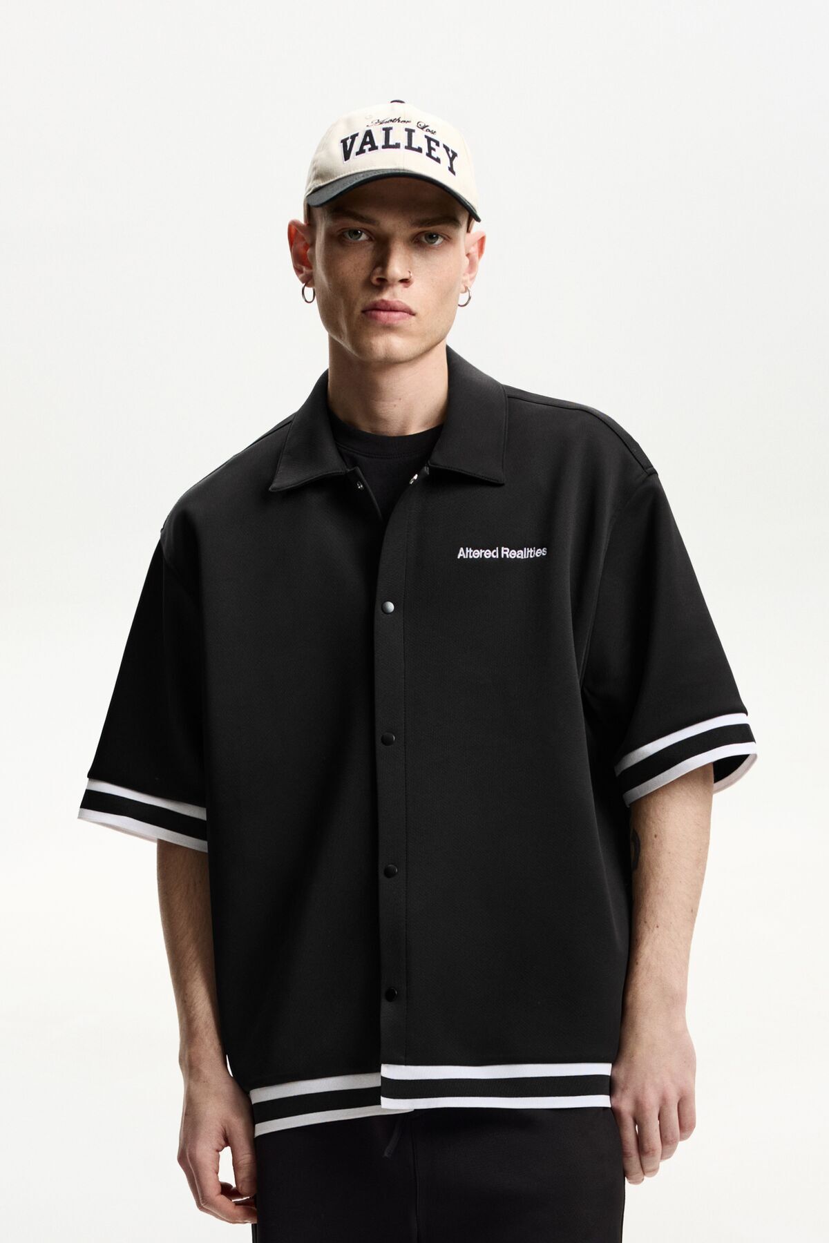 پیراهن آستین کوتاه مربع دوزی شده Bershka
