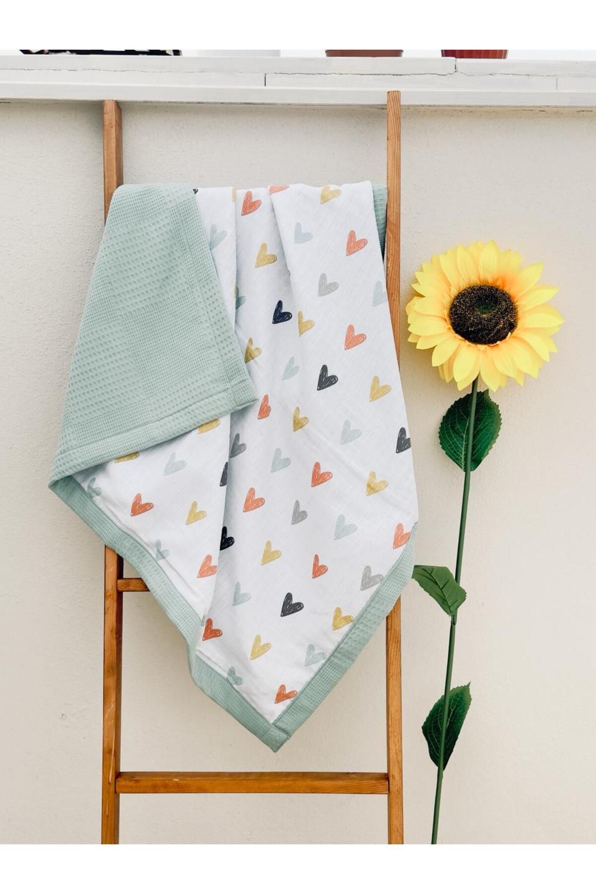 lullabee-100% Organic Cotton Baby Muslin Blanket 80X100 Cm, Double Sided, Swaddle, Stroller Cover 4