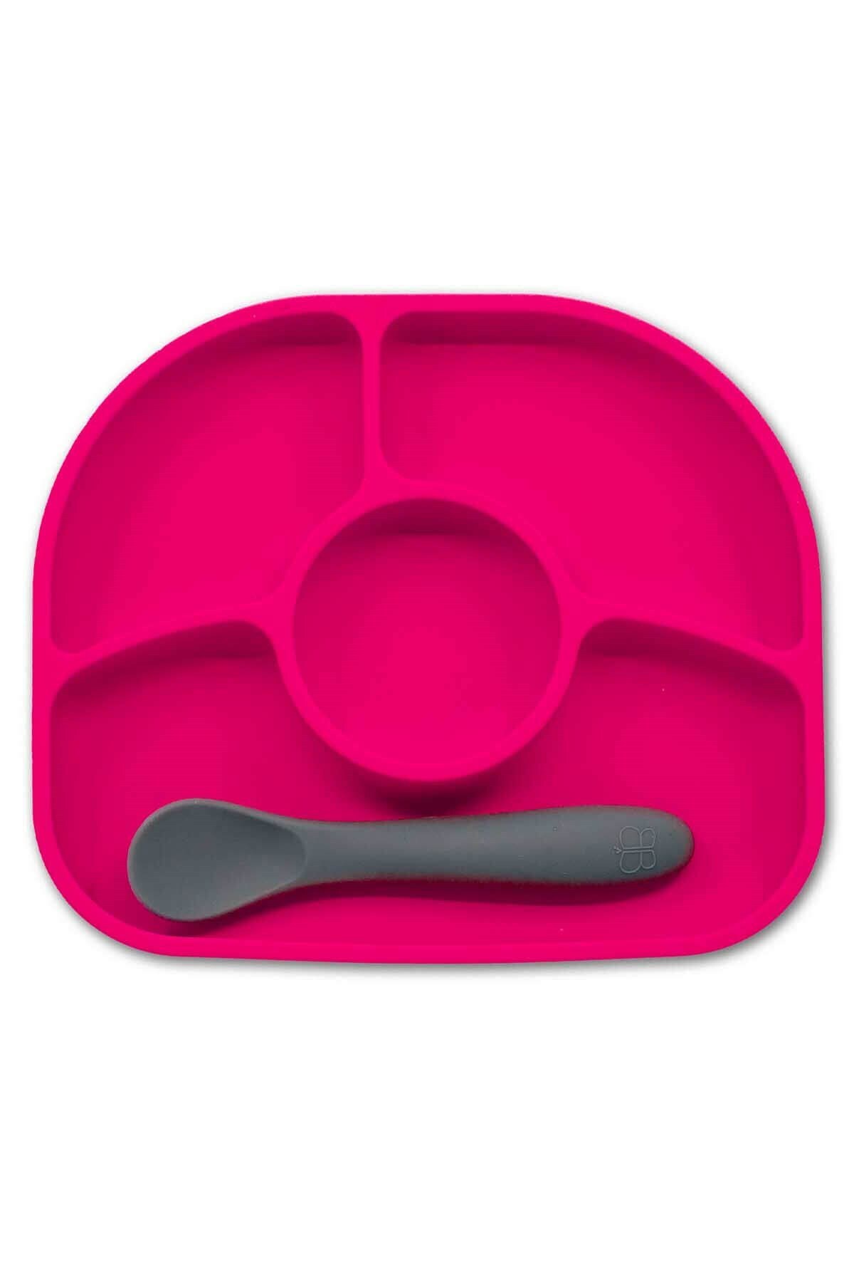 Yumi Silicone Plate And Spoon Set Pink