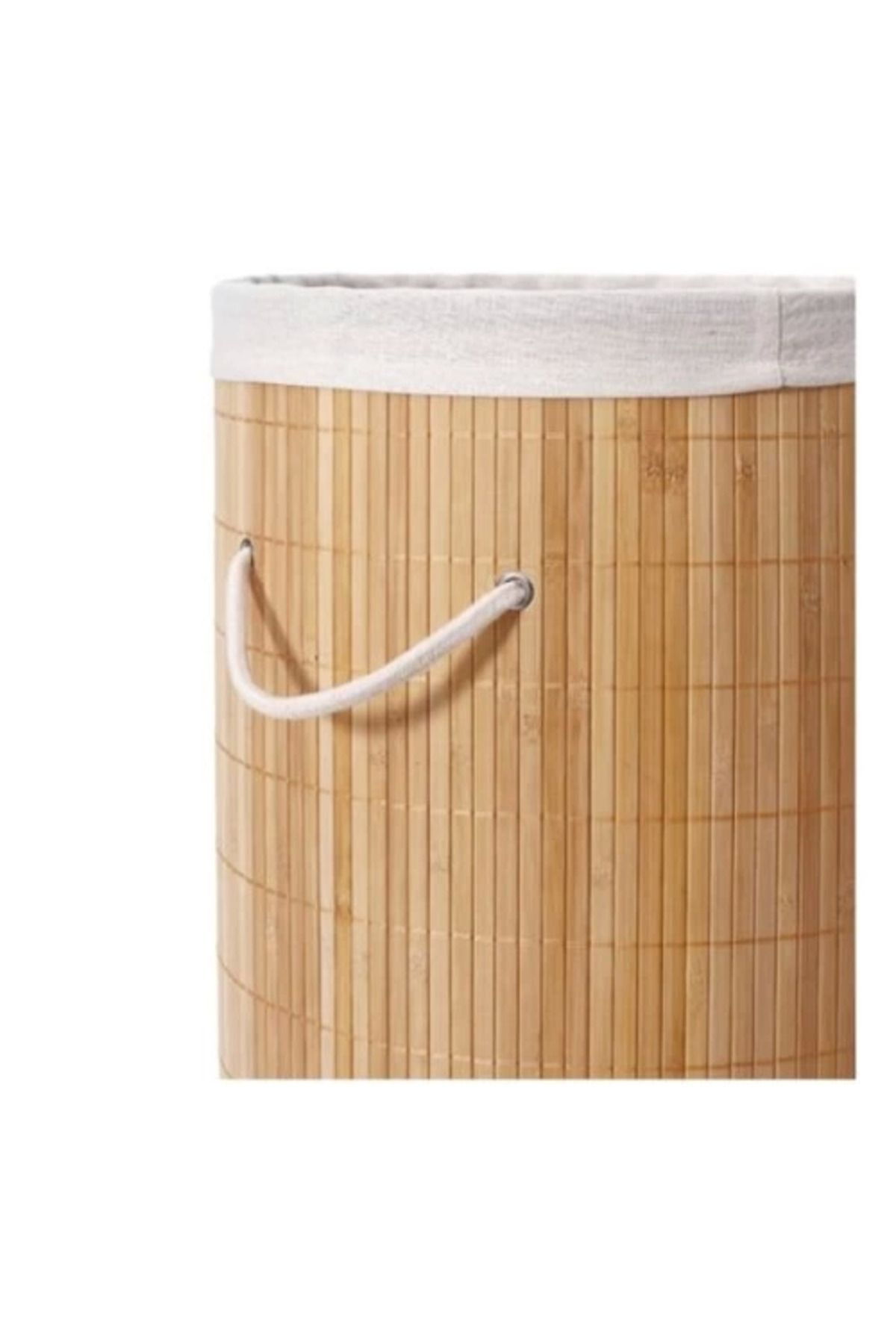 Belle Fusion DecoHandy Yuvarlak Bambu Kirli Sepeti