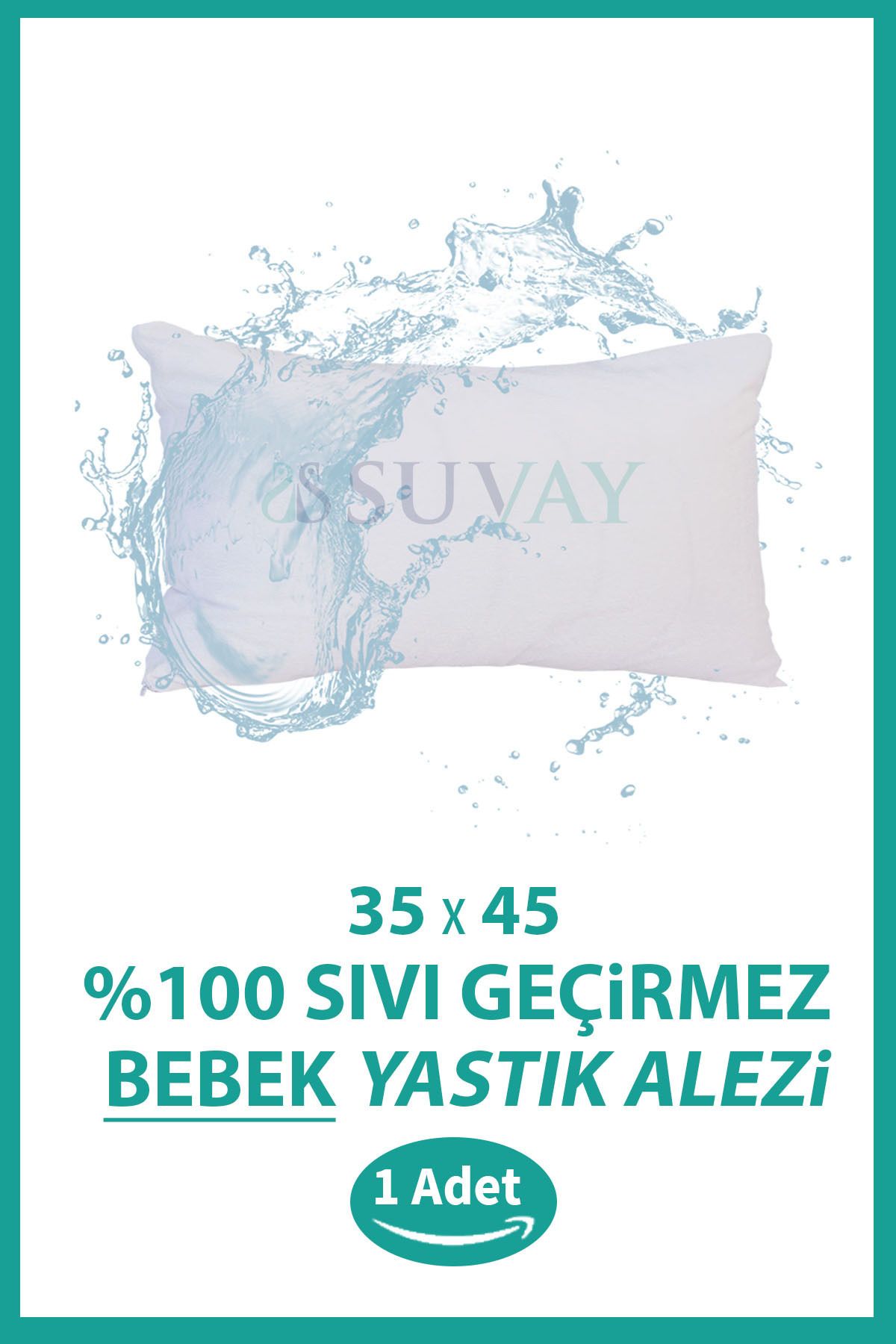 SUVAY %100 Pamuklu Su Sıvı Geçirmez Bebek Kafa Yastığı Alezi Fermuarlı 35x45 cm Bebek Yastık Alezi Kılıfı