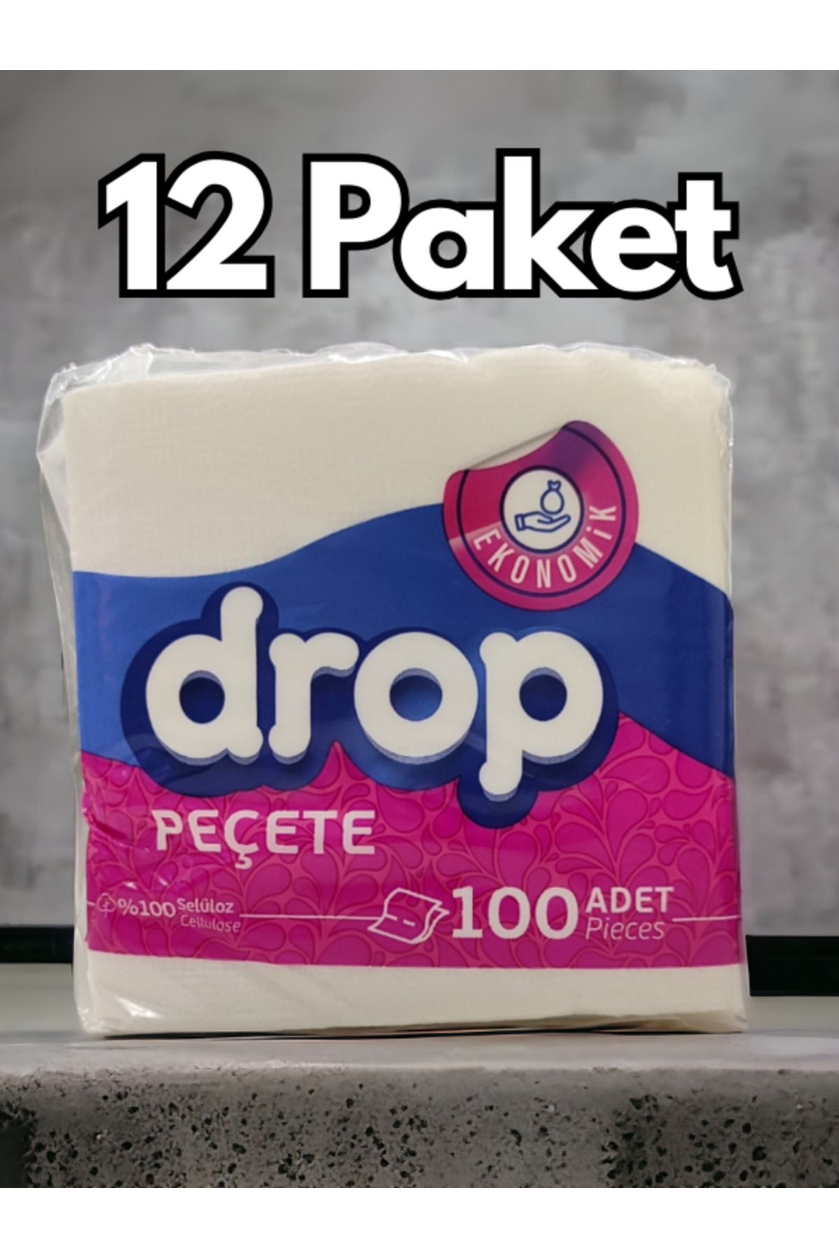 Drop Kare Peçete (100 ADET) -12 Paket