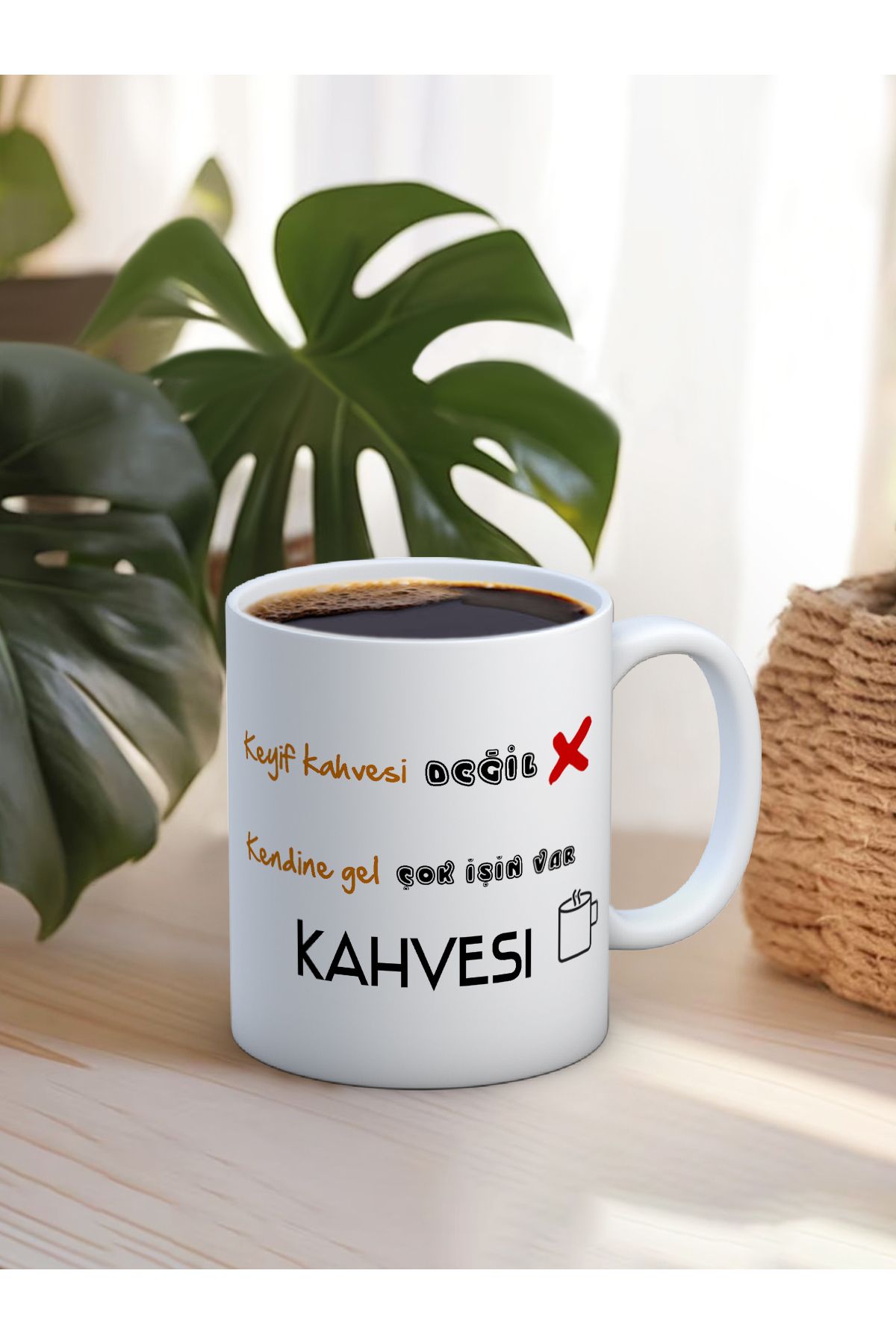 Truego Baskılı Kupa Bardak Seramik Mug - ..çok işin var kahvesi