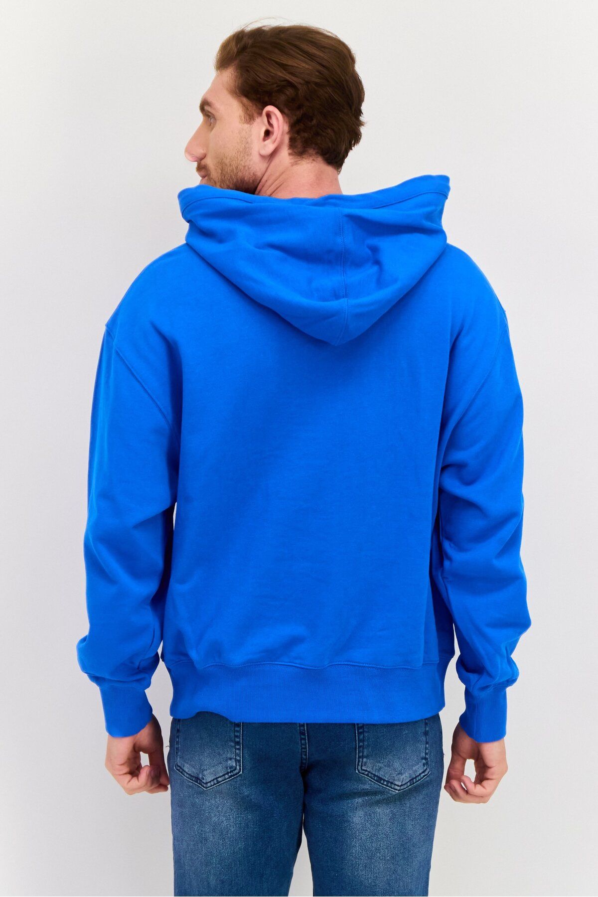 Esprit-Men Brand Logo Long Sleeves Hoodie, Blue 3