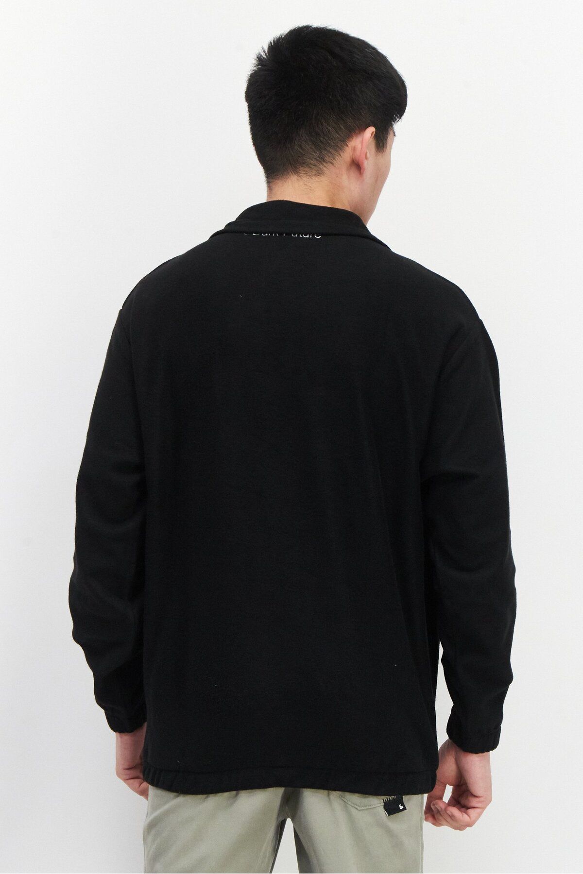 Asos Design-Men Quarter Zip Long Sleeves Embroidered Sweater, Black Combo 3