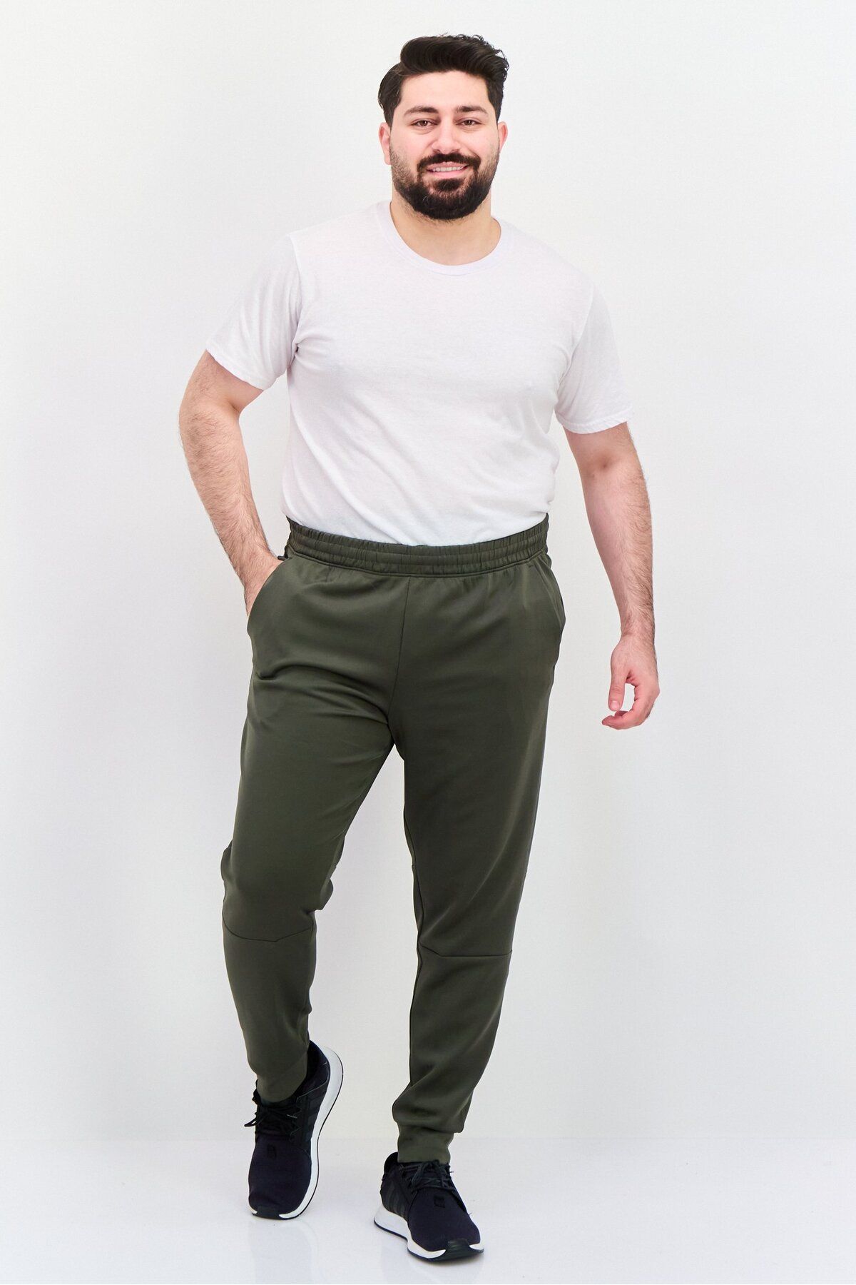 Skora-Men Jogger Fit Brand Logo Running Pants, Olive 4
