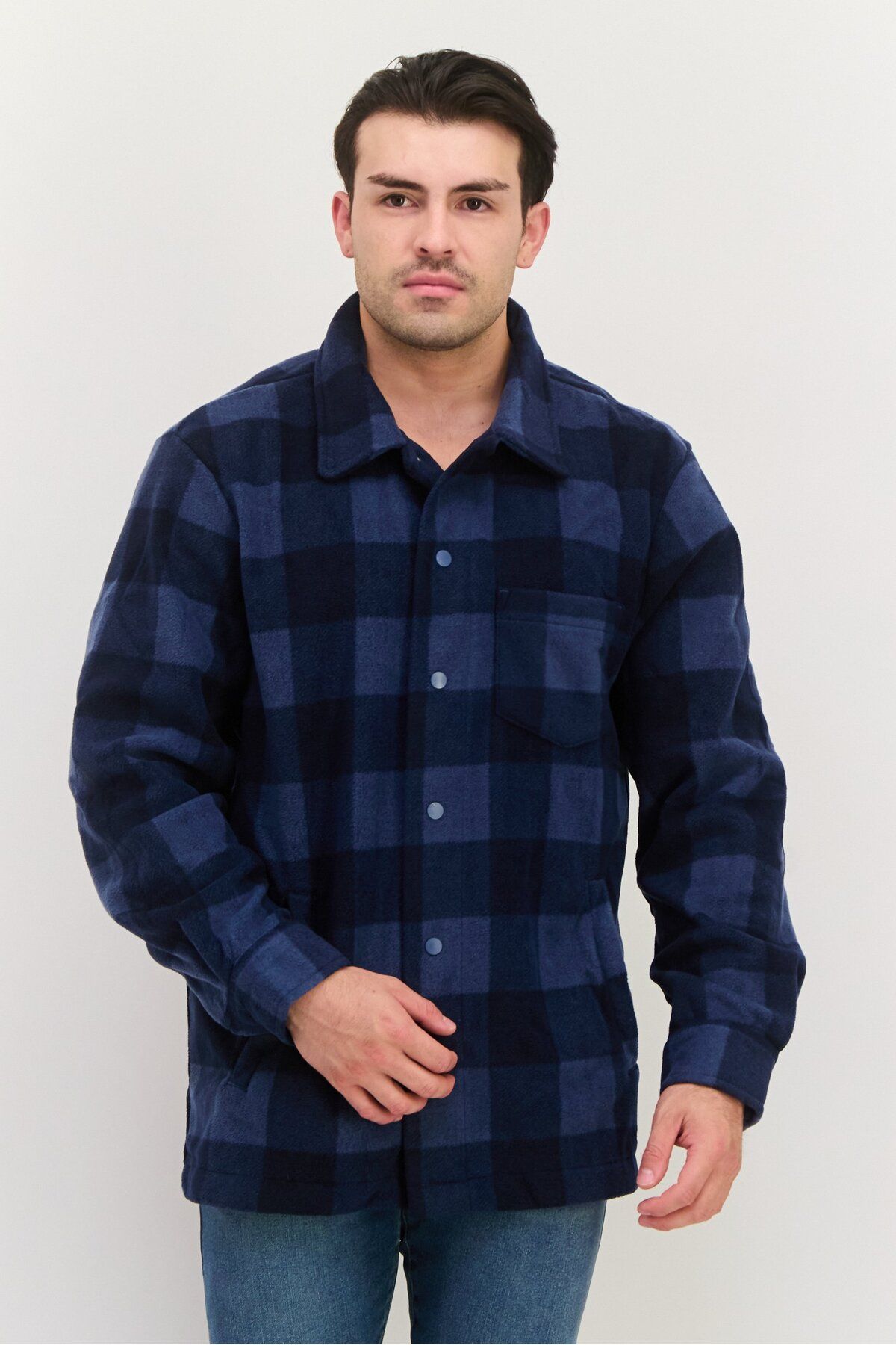 Threadbare-Men Checkered Jacket Shirt, Navy 1