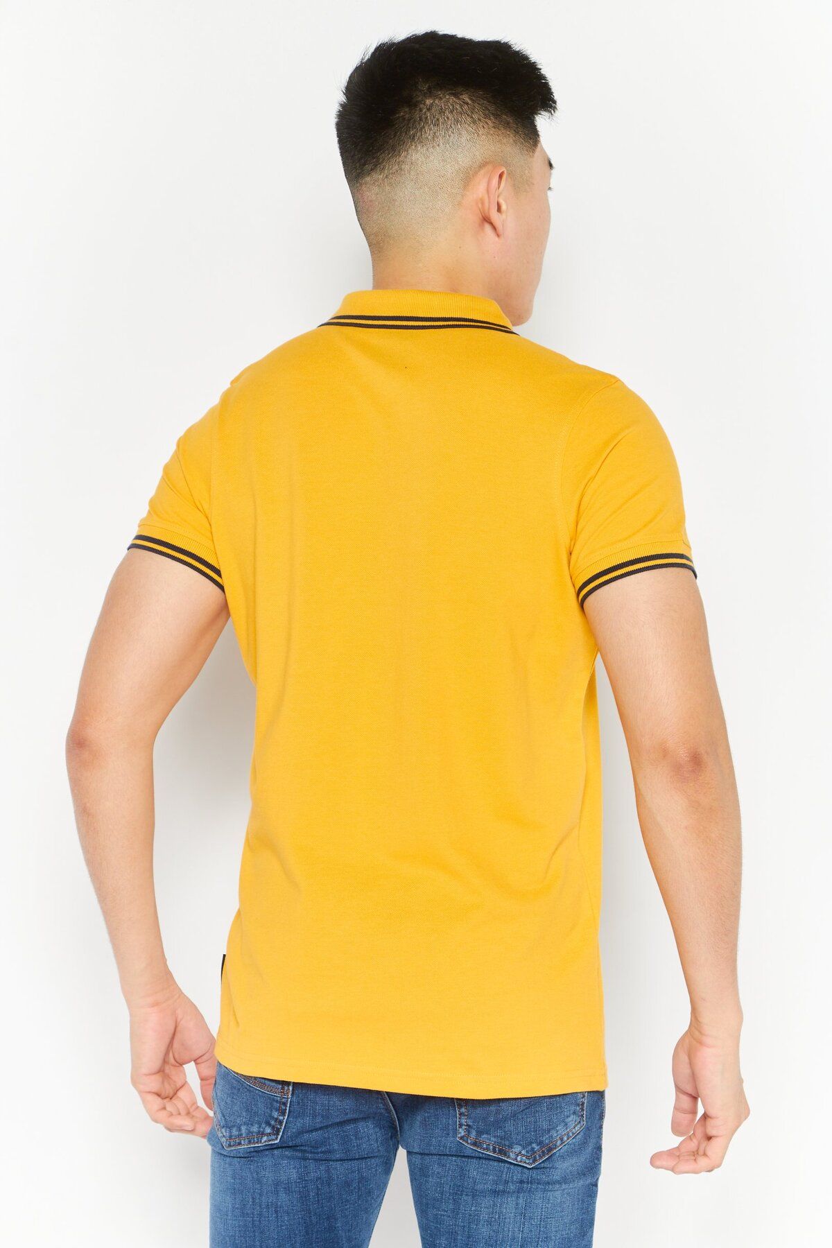 Crosshatch-Men Regular Fit Brand Logo Short Sleeve Polo Shirt, Yellow 4