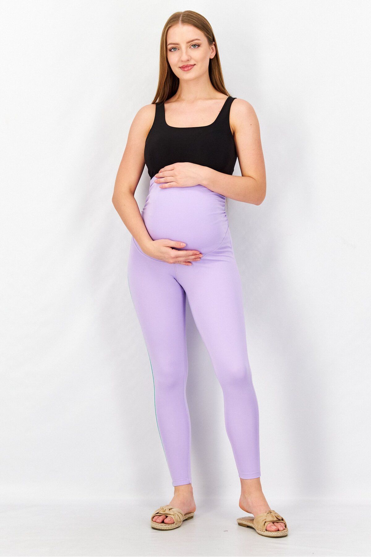 Asos 4505-Maternity Side Stripe Full Leggings, Purple 3